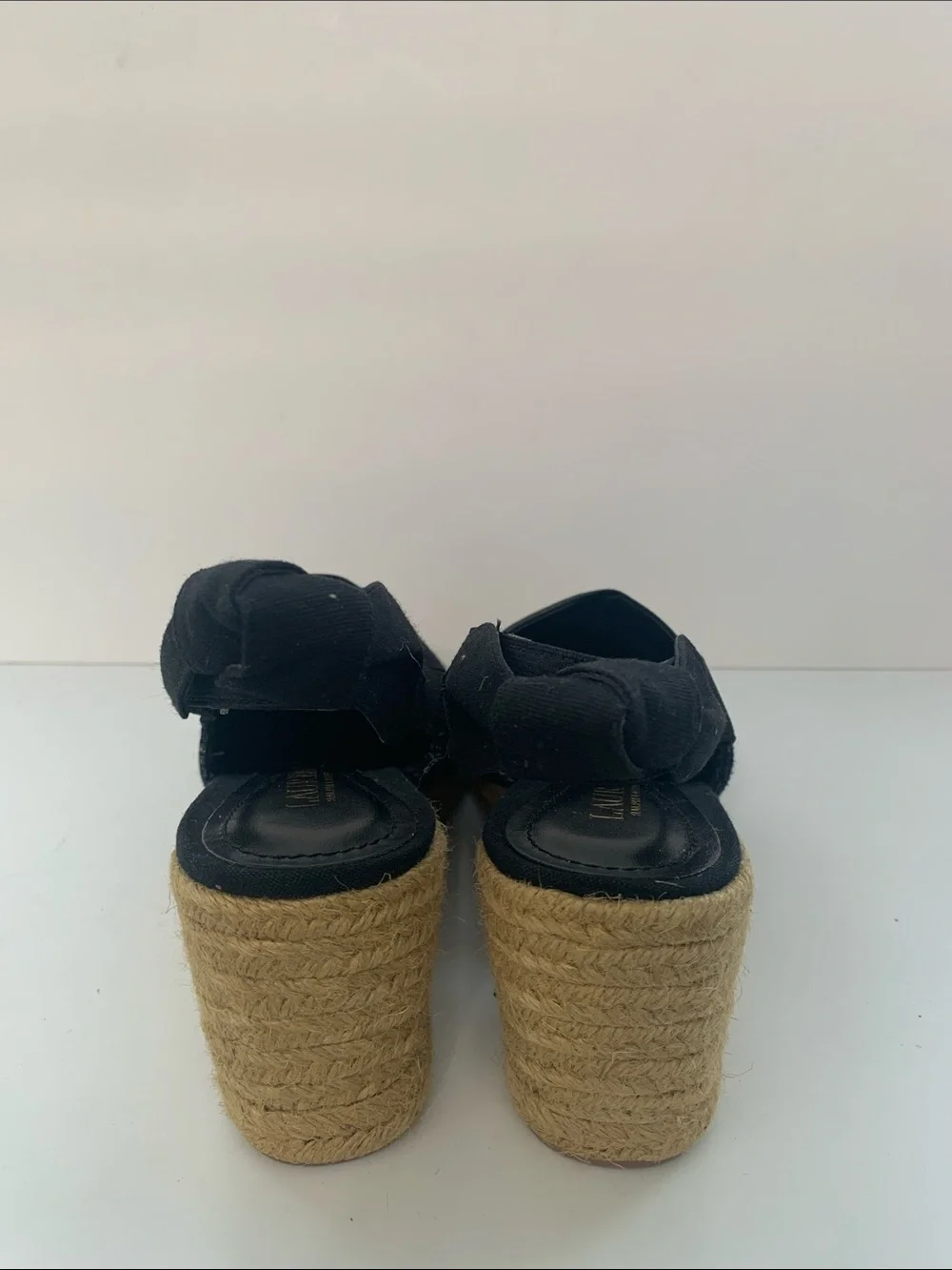 Lauren Ralph Lauren Black Woven Espadrille Slingback Wedges Size 7B